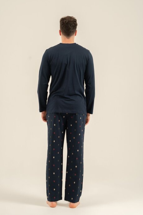 Arnetta Erkek %100 Pamuk Just Breathe Lacivert Uzun Kol Pijama Takım AR3853-S-V1 - 4