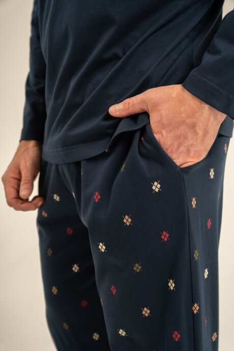 Arnetta Erkek %100 Pamuk Just Breathe Lacivert Uzun Kol Pijama Takım AR3853-S-V1 - 6