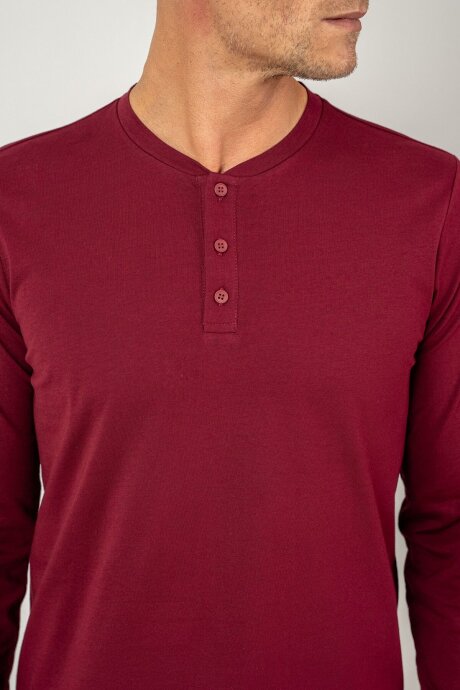 Arnetta Erkek %100 Pamuk Düğmeli Yaka Baskısız Yazlık Regular Fit Kırmızı Pijama Takımı AR3694-S-V3 - 5