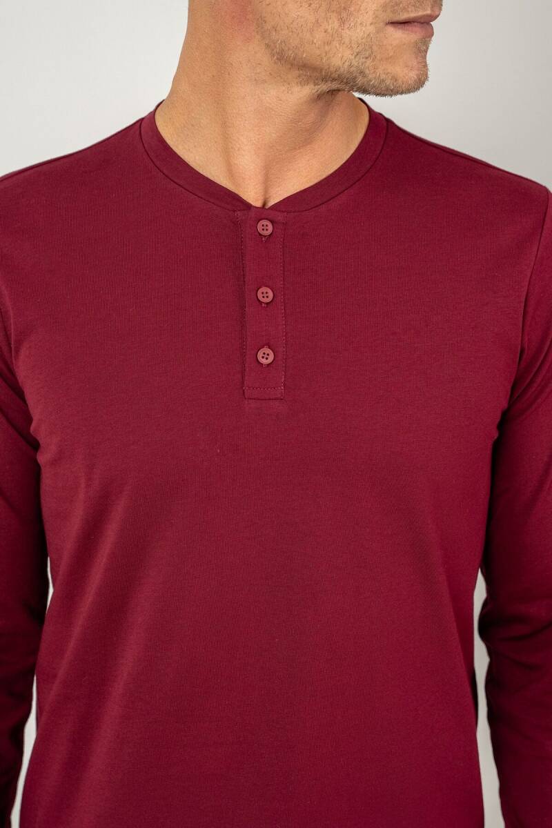 Arnetta Erkek %100 Pamuk Düğmeli Yaka Baskısız Yazlık Regular Fit Kırmızı Pijama Takımı AR3694-S-V3 - 5