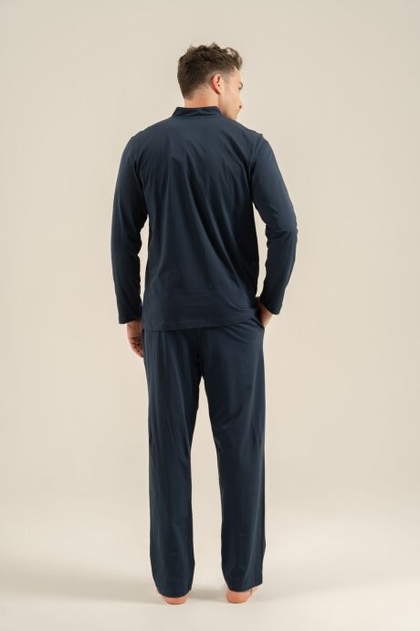 Arnetta Erkek %100 Pamuk Lacivert Gömlek Pijama Takımı AR3857-S-V1 - 4