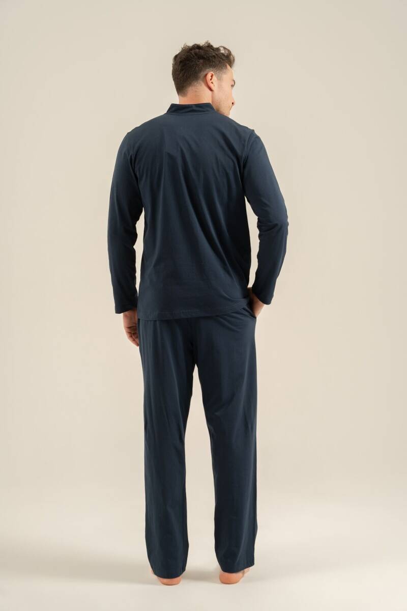 Arnetta Erkek %100 Pamuk Lacivert Gömlek Pijama Takımı AR3857-S-V1 - 4