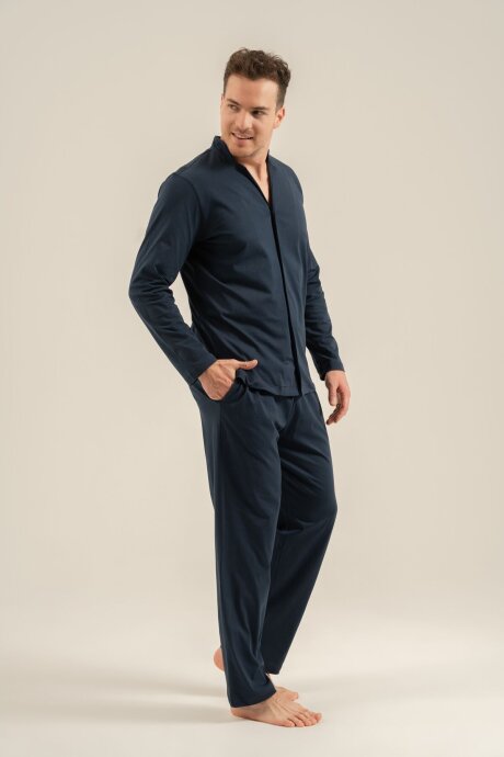 Arnetta Erkek %100 Pamuk Lacivert Gömlek Pijama Takımı AR3857-S-V1 - 6