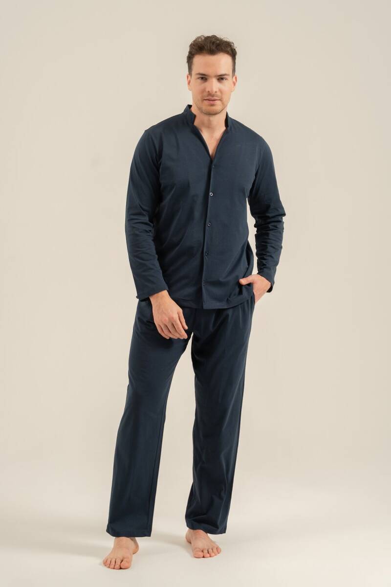 Arnetta Erkek %100 Pamuk Lacivert Gömlek Pijama Takımı AR3857-S-V1 - 3