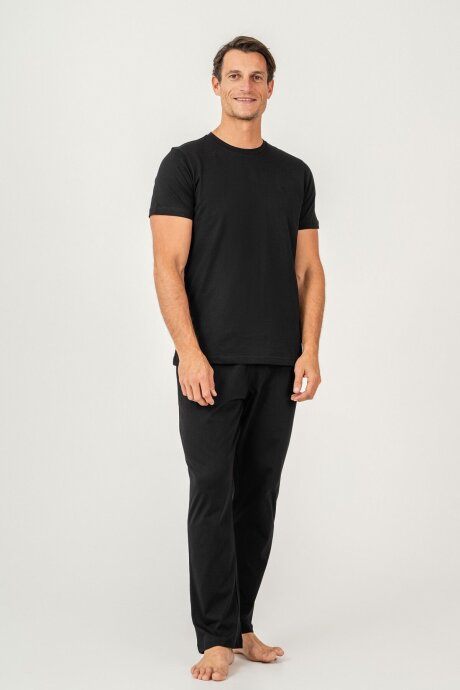 Arnetta Erkek %100 Pamuk Bisiklet Yaka Baskısız Yazlık Regular Fit Siyah Pijama Takımı AR3695-S-V1 - 5