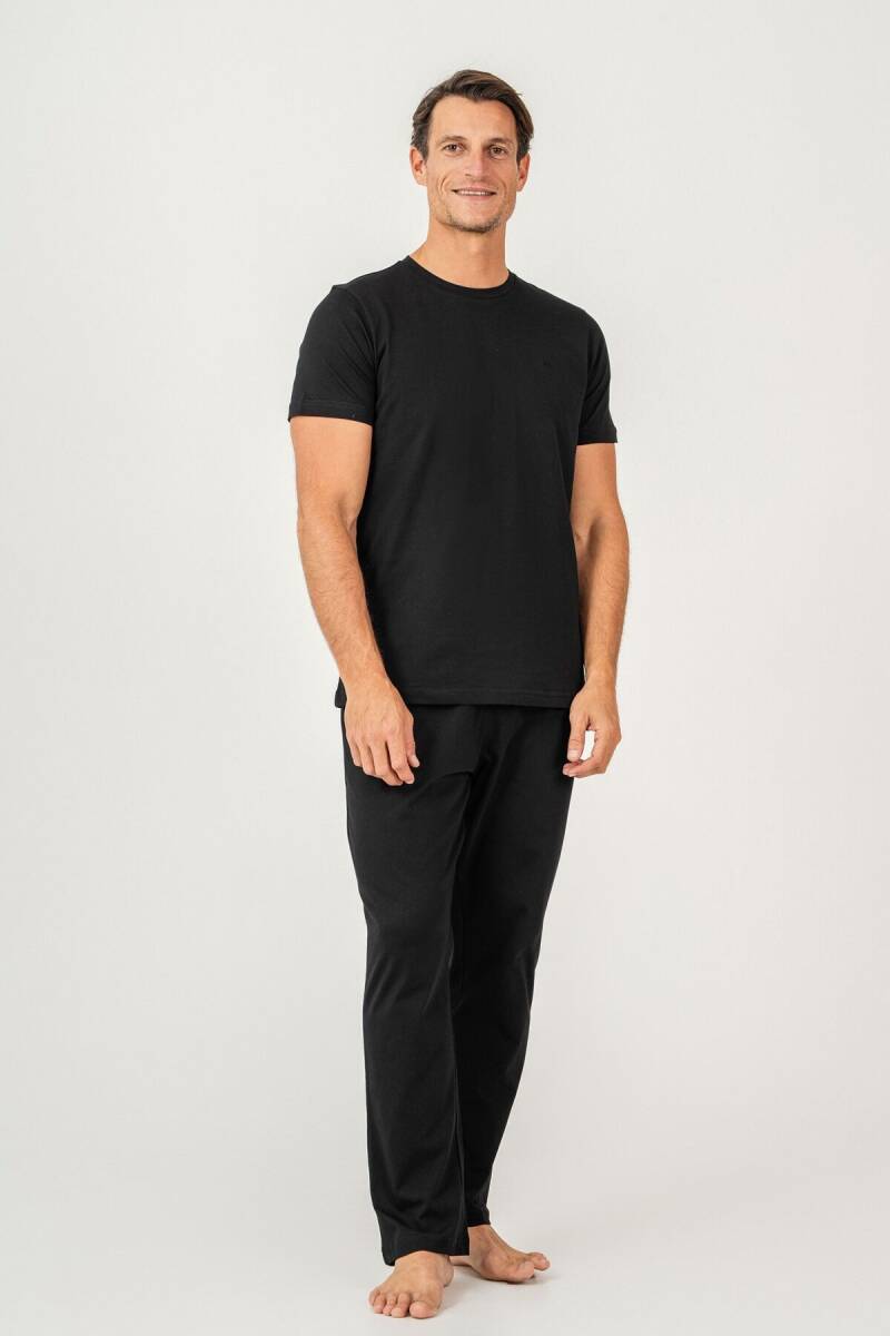 Arnetta Erkek %100 Pamuk Bisiklet Yaka Baskısız Yazlık Regular Fit Siyah Pijama Takımı AR3695-S-V1 - 5