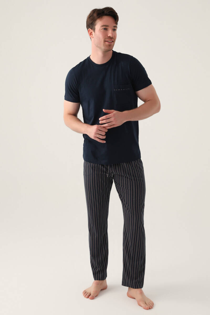 Arnetta Erkek Bisiklet Yaka Yaz/Kış Regular Fit <P>Mavi</P> Pijama Takımı AR3011-S-V1 - 2