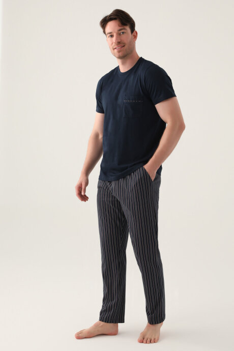 Arnetta Erkek Bisiklet Yaka Yaz/Kış Regular Fit <P>Mavi</P> Pijama Takımı AR3011-S-V1 - 3