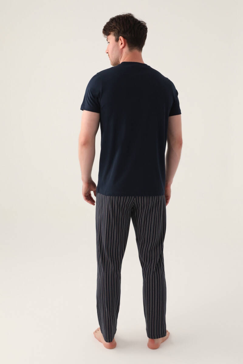 Arnetta Erkek Bisiklet Yaka Yaz/Kış Regular Fit <P>Mavi</P> Pijama Takımı AR3011-S-V1 - 5