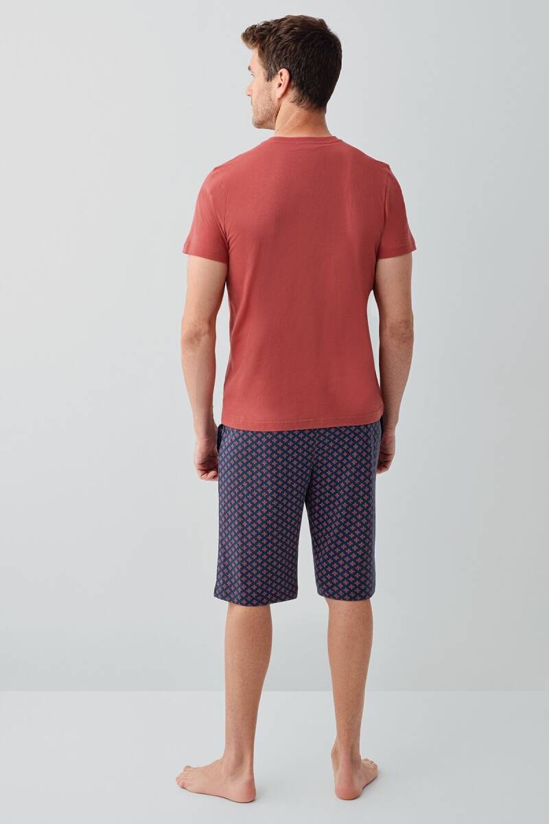 Arnetta Erkek Düğmeli Yaka Baskısız Yazlık Regular Fit Turuncu Pijama Takımı AR3685-S-V1 - 5