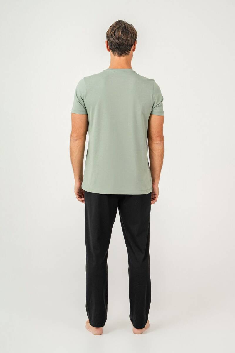 Arnetta Erkek Bisiklet Yaka Baskısız Yazlık Regular Fit Yeşil Pijama Takımı AR3695-S-V3 - 4