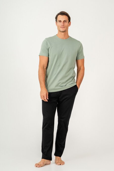 Arnetta Erkek Bisiklet Yaka Baskısız Yazlık Regular Fit Yeşil Pijama Takımı AR3695-S-V3 - 5