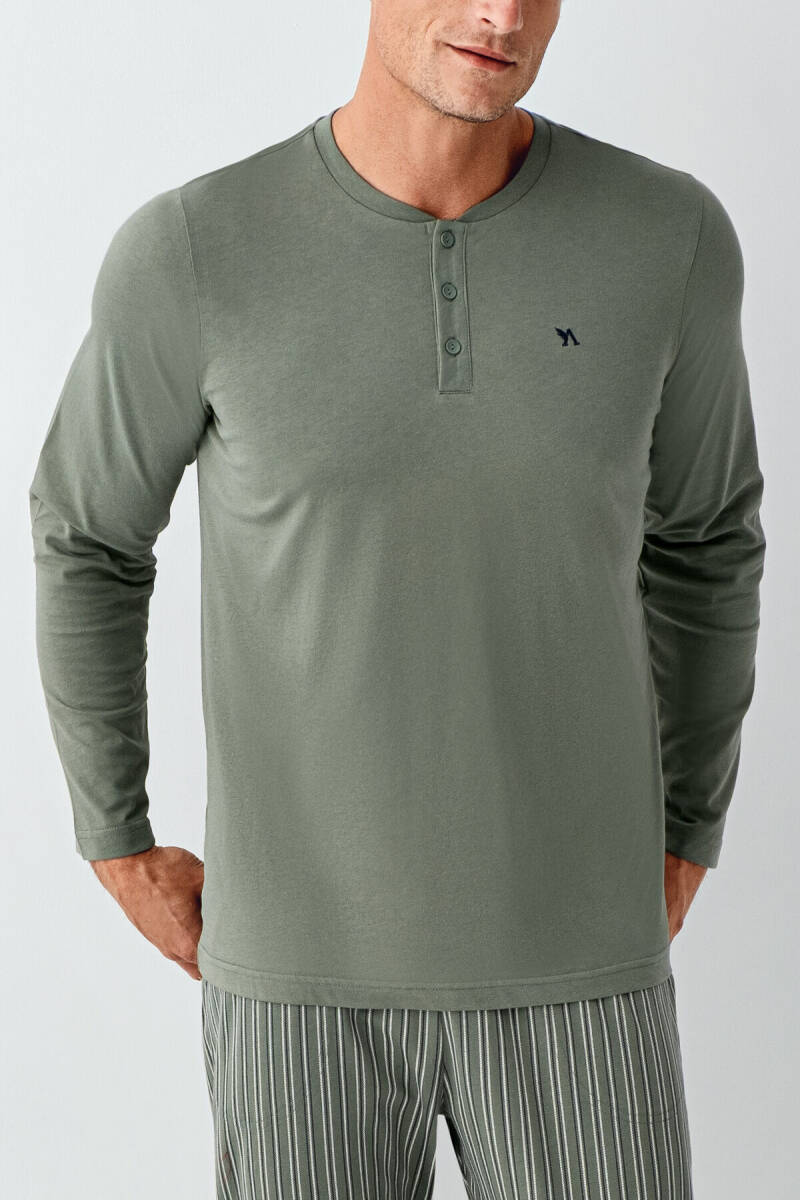 Arnetta Erkek Bisiklet Yaka Yaz/Kış <P>Yeşil</P> Pijama Takımı AR3013-S-V2 - 3