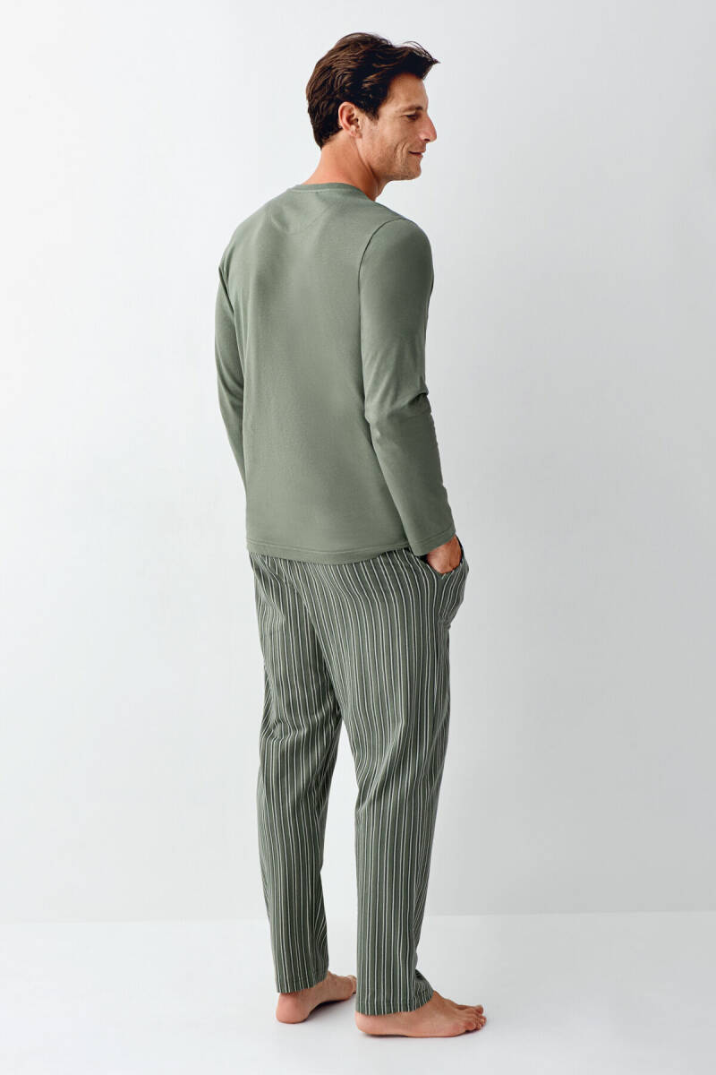 Arnetta Erkek Bisiklet Yaka Yaz/Kış <P>Yeşil</P> Pijama Takımı AR3013-S-V2 - 4