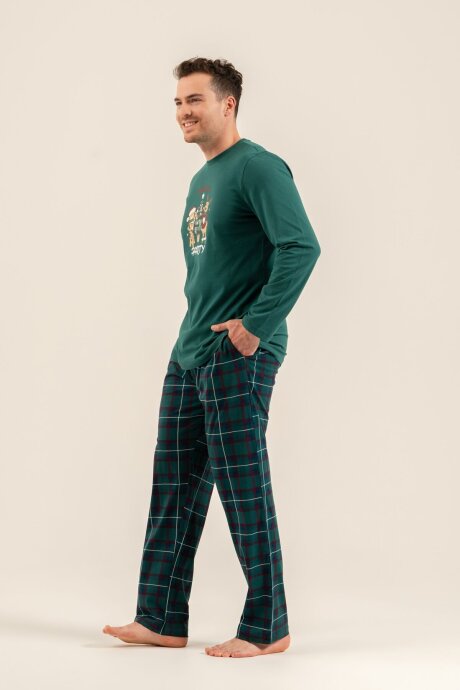 Arnetta Holiday Party Erkek %100 Pamuk Baba Oğul Bordo Uzun Kol Pijama Takım AR3822-A-V1 - 9