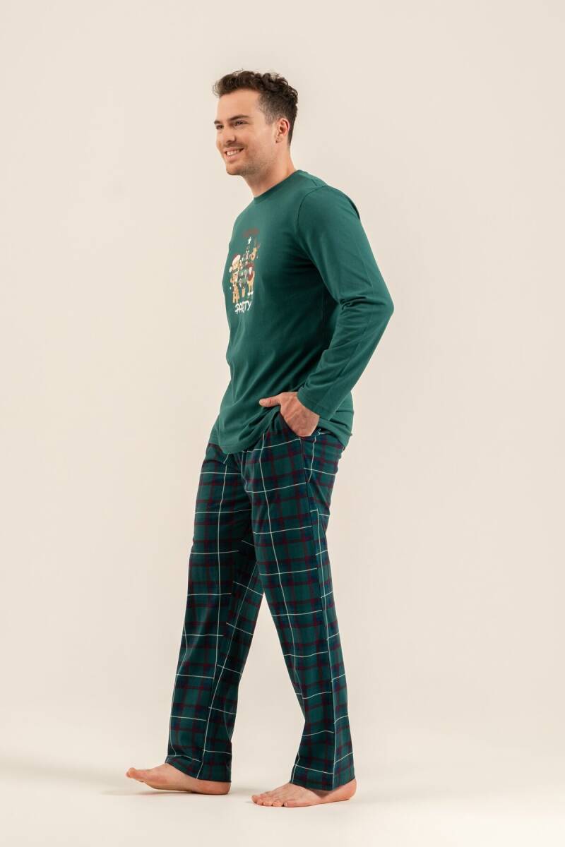 Arnetta Holiday Party Erkek %100 Pamuk Baba Oğul Bordo Uzun Kol Pijama Takım AR3822-A-V1 - 9