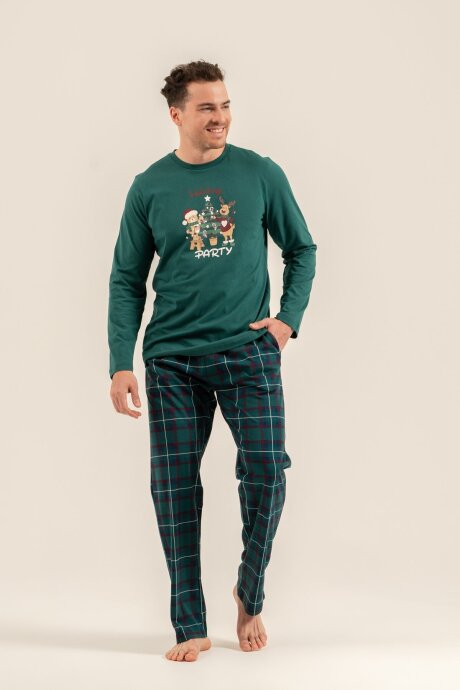 Arnetta Holiday Party Erkek %100 Pamuk Baba Oğul Bordo Uzun Kol Pijama Takım AR3822-A-V1 - 6