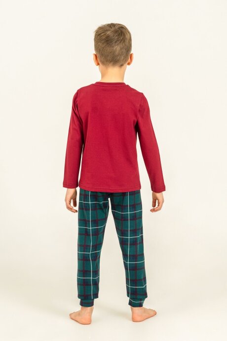 Arnetta Holiday Party Erkek %100 Pamuk Baba Oğul Bordo Uzun Kol Pijama Takım AR3822-A-V1 - 3
