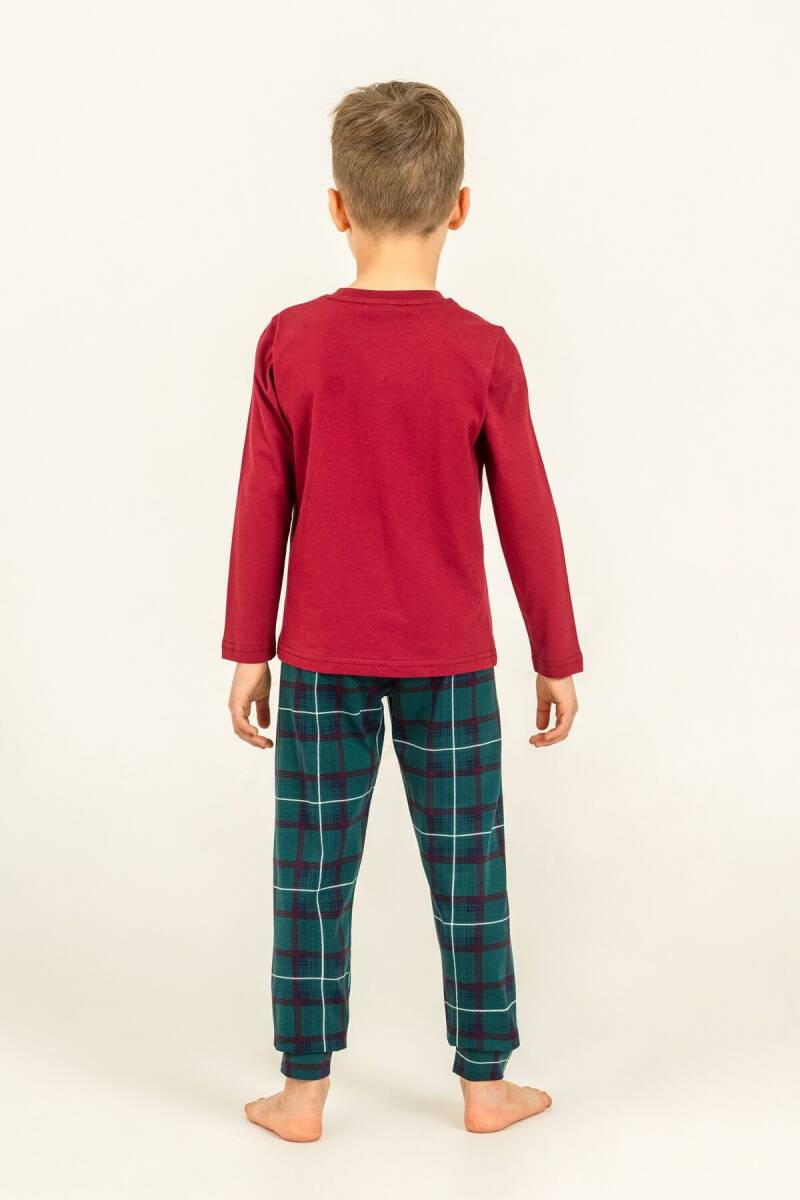 Arnetta Holiday Party Erkek %100 Pamuk Baba Oğul Bordo Uzun Kol Pijama Takım AR3822-A-V1 - 3