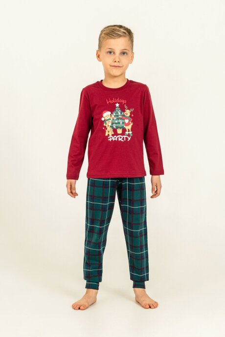 Arnetta Holiday Party Erkek Baba Oğul Bordo Uzun Kol Pijama Takım AR3822-A-V1 (1)
