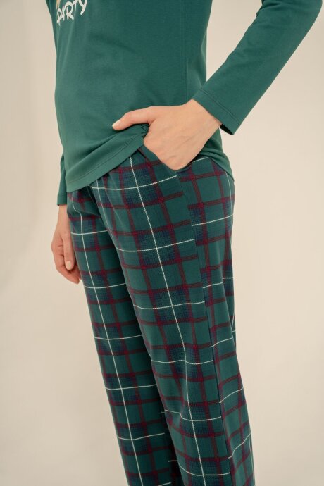 Arnetta Holidays Party Anne Kız %100 Pamuk Bordo Uzun Kol Pijama Takım AR3732-A-V1 - 7