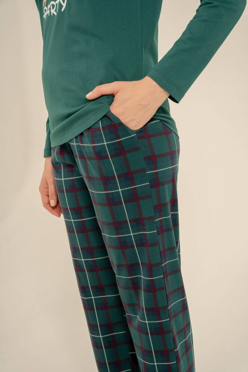 Arnetta Holidays Party Anne Kız %100 Pamuk Bordo Uzun Kol Pijama Takım AR3732-A-V1 - 7