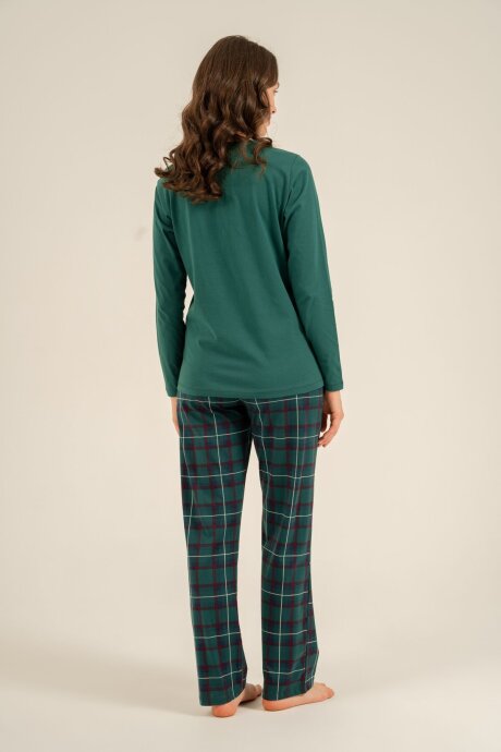 Arnetta Holidays Party Anne Kız %100 Pamuk Bordo Uzun Kol Pijama Takım AR3732-A-V1 - 6