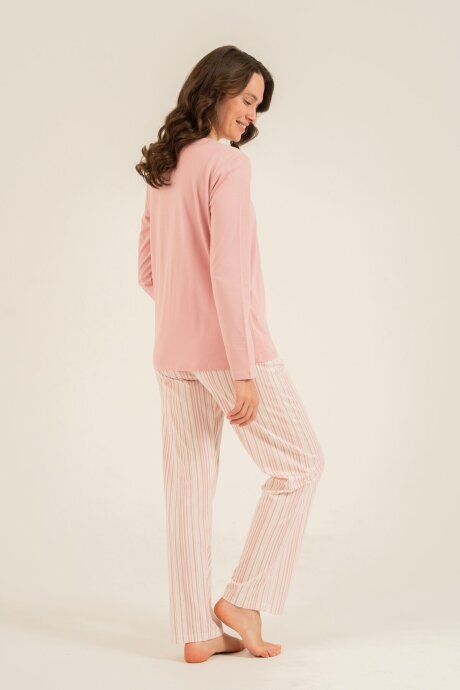 Arnetta Kadın Pamuklu Always Smile Pembe Uzun Kol Pijama Takımı AR3754-S-V1 - 4