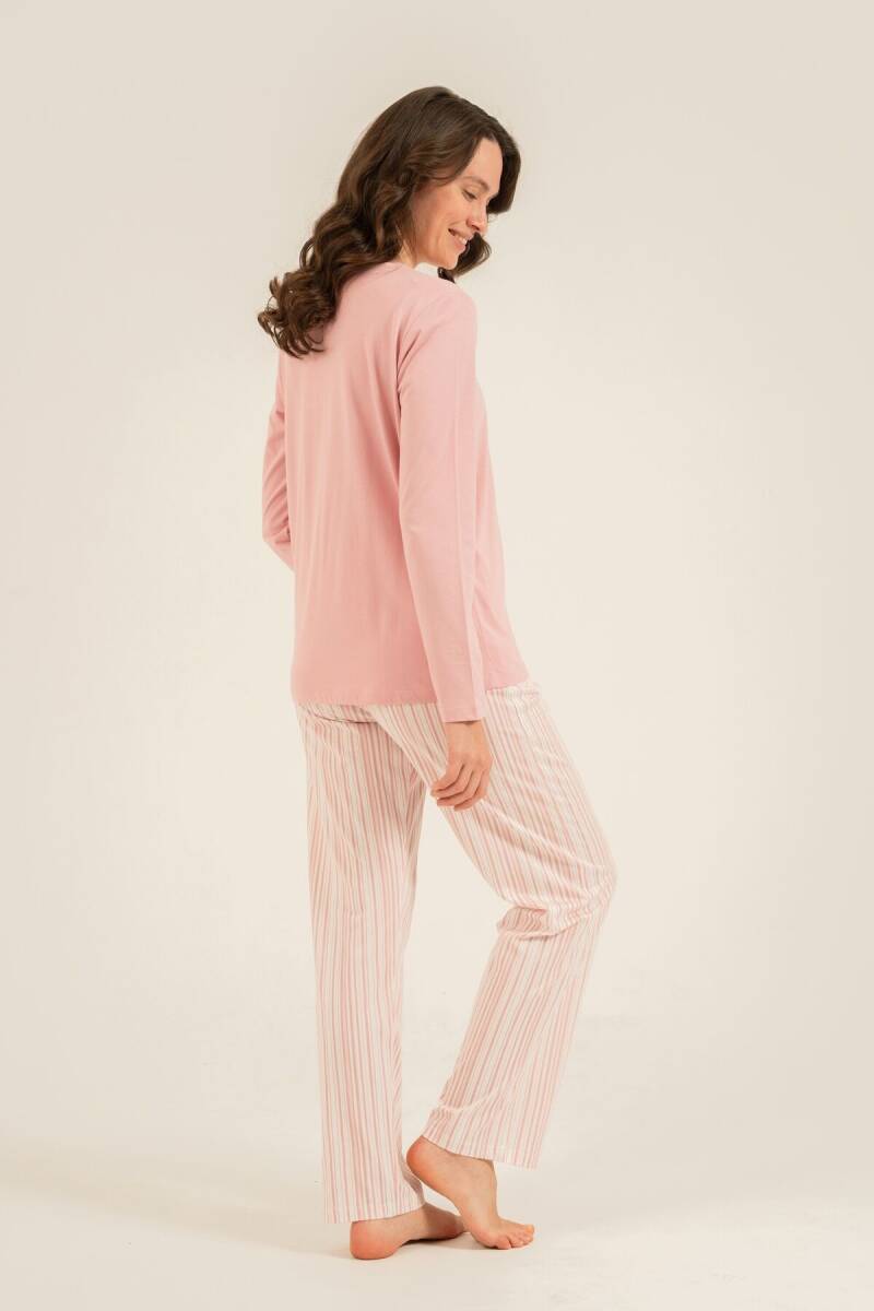 Arnetta Kadın Pamuklu Always Smile Pembe Uzun Kol Pijama Takımı AR3754-S-V1 - 4
