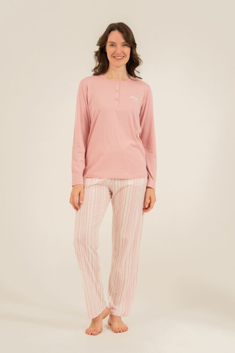 Arnetta Kadın Pamuklu Always Smile Pembe Uzun Kol Pijama Takımı AR3754-S-V1