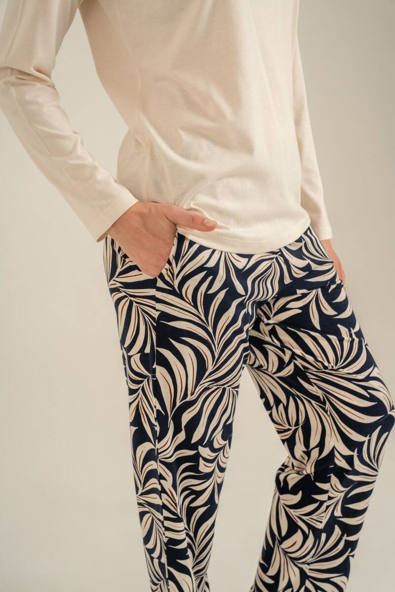Arnetta Kadın Pamuklu Care Yourself Krem Uzun Kol Pijama Takım AR3738-S-V2 - 6