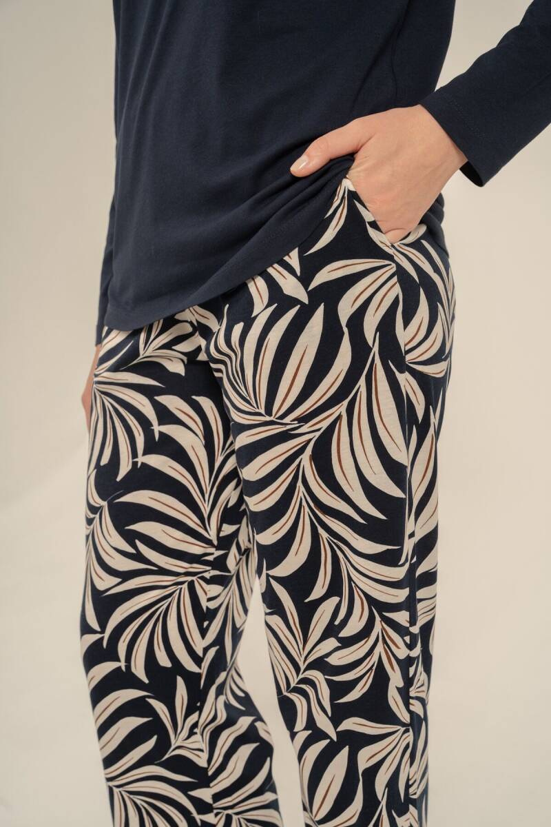 Arnetta Kadın Pamuklu Care Yourself Lacivert Uzun Kol Pijama Takım AR3738-S-V1 - 6