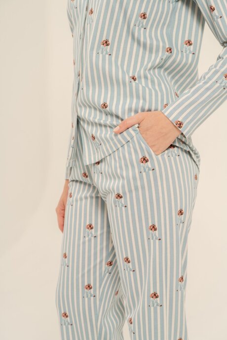 Arnetta Kadın %100 Pamuk Cute Puppy Yeşil Gömlek Pijama Takımı AR3735-S-V1 - 6