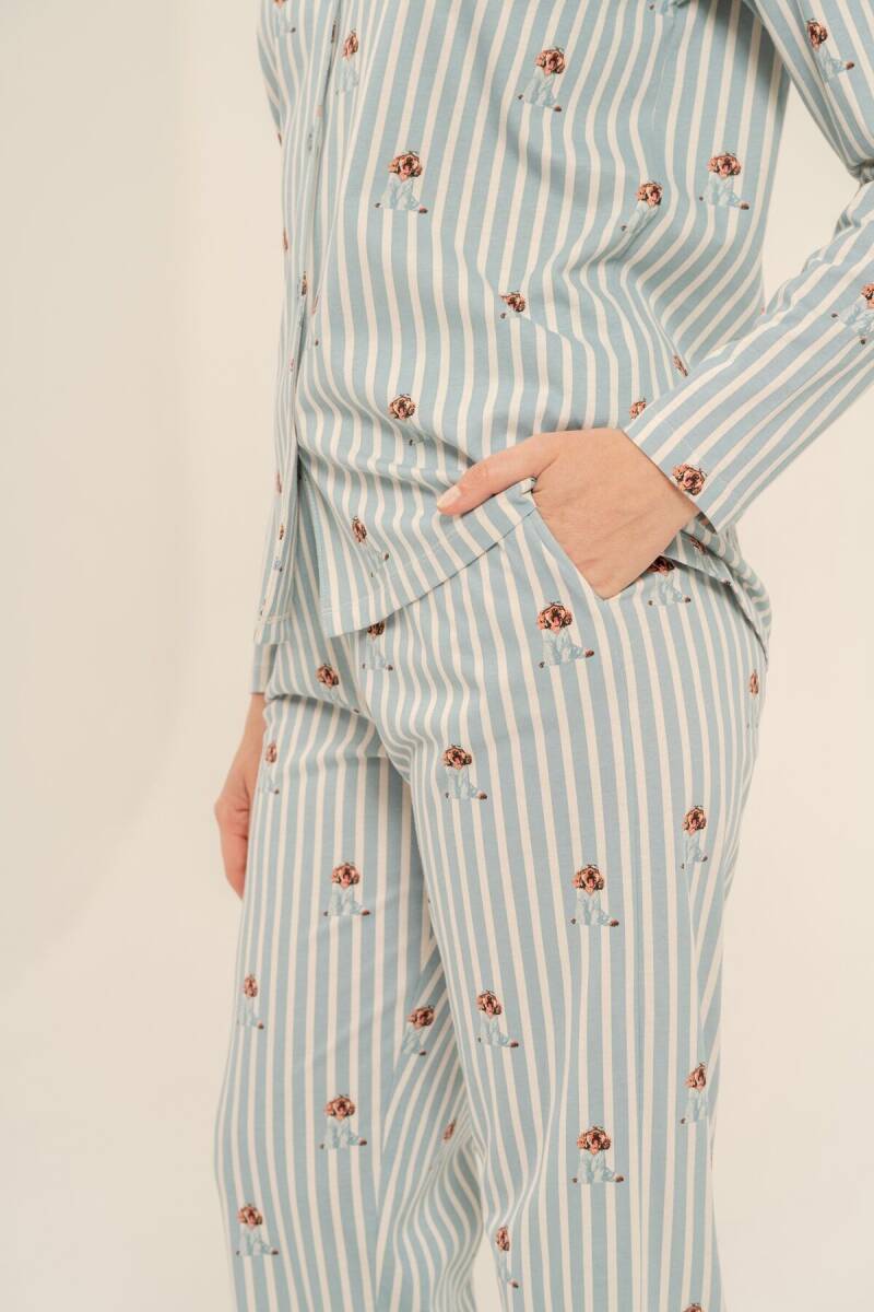 Arnetta Kadın %100 Pamuk Cute Puppy Yeşil Gömlek Pijama Takımı AR3735-S-V1 - 6