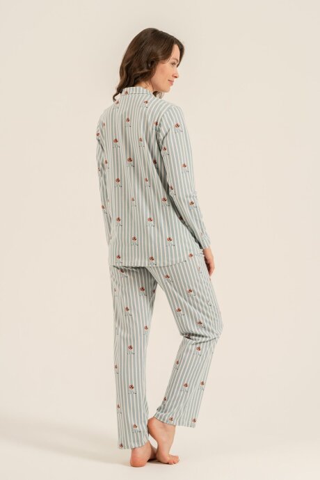 Arnetta Kadın %100 Pamuk Cute Puppy Yeşil Gömlek Pijama Takımı AR3735-S-V1 - 4