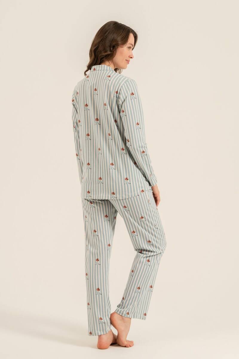 Arnetta Kadın %100 Pamuk Cute Puppy Yeşil Gömlek Pijama Takımı AR3735-S-V1 - 4