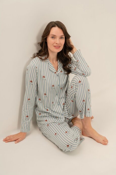 Arnetta Kadın %100 Pamuk Cute Puppy Yeşil Gömlek Pijama Takımı AR3735-S-V1 (1)