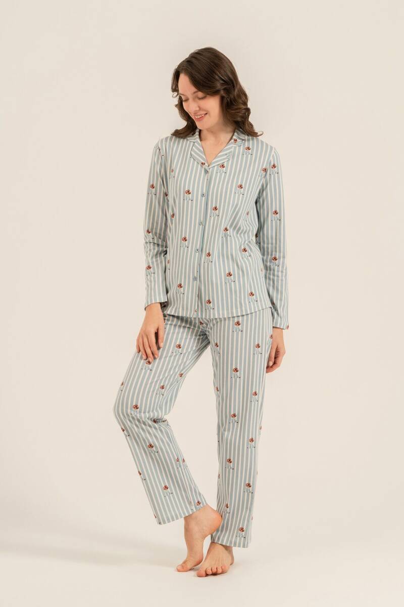 Arnetta Kadın %100 Pamuk Cute Puppy Yeşil Gömlek Pijama Takımı AR3735-S-V1 - 7