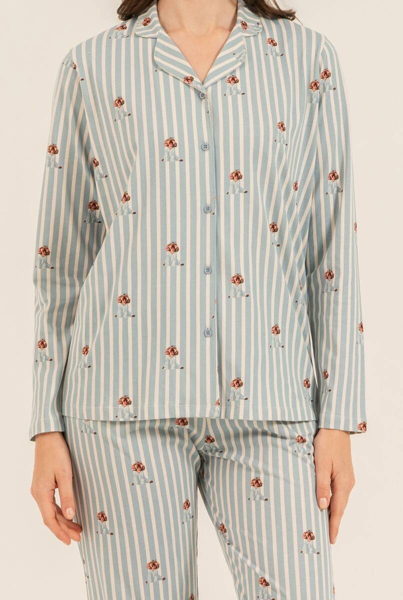 Arnetta Kadın %100 Pamuk Cute Puppy Yeşil Gömlek Pijama Takımı AR3735-S-V1 - 3