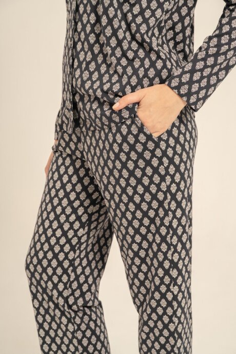 Arnetta Kadın Pamuklu Desenli Antrasit Gömlek Pijama Takımı AR3750-S-V1 - 6