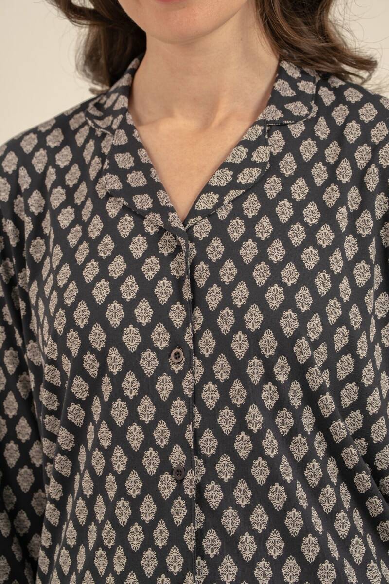 Arnetta Kadın Pamuklu Desenli Antrasit Gömlek Pijama Takımı AR3750-S-V1 - 5
