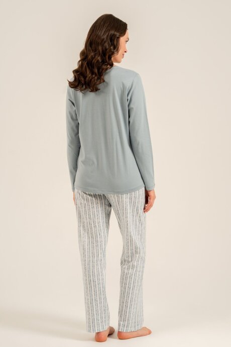 Arnetta Kadın Pamuklu Dream Create Love Yeşil Uzun Kol Pijama Takım AR3778-S-V1 - 4