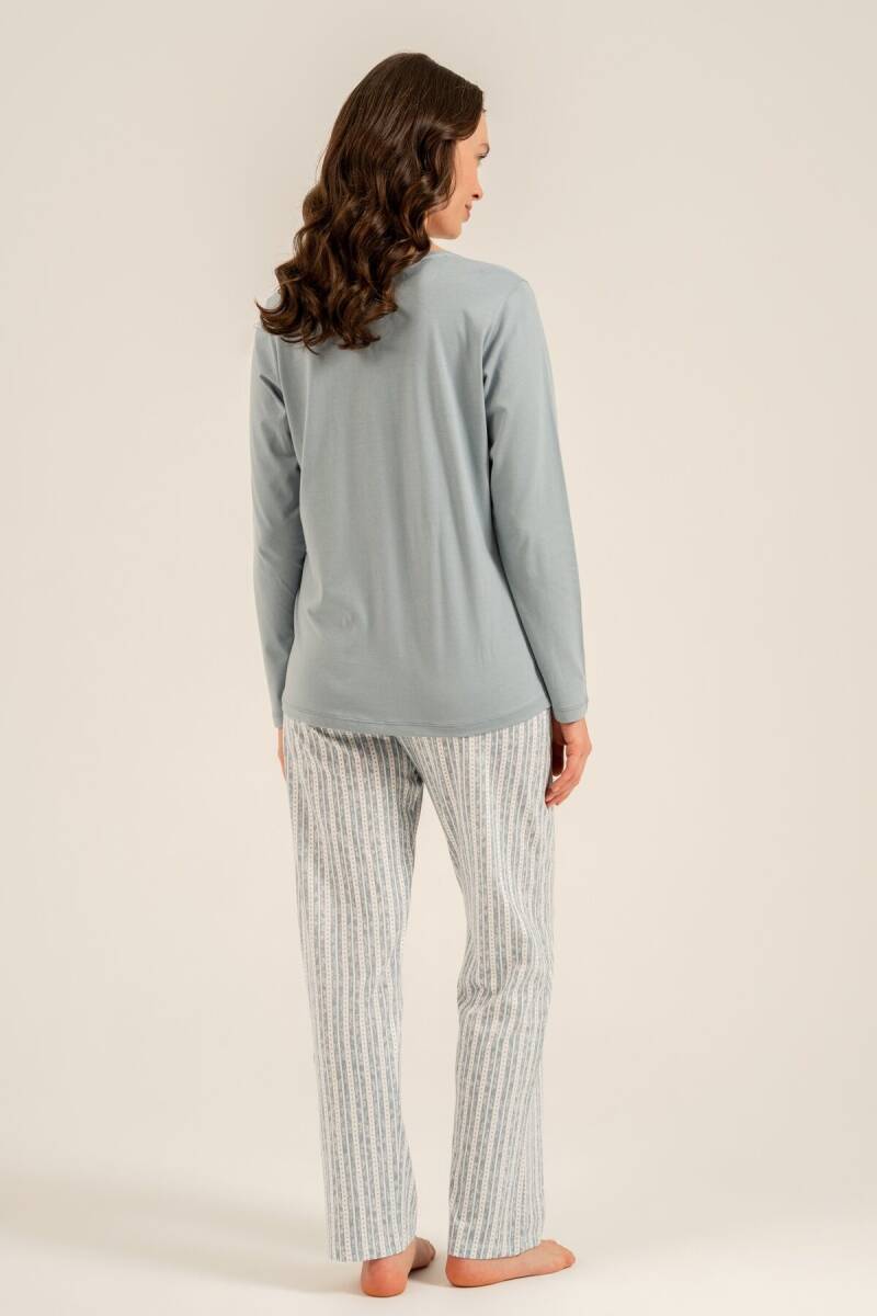Arnetta Kadın Pamuklu Dream Create Love Yeşil Uzun Kol Pijama Takım AR3778-S-V1 - 4