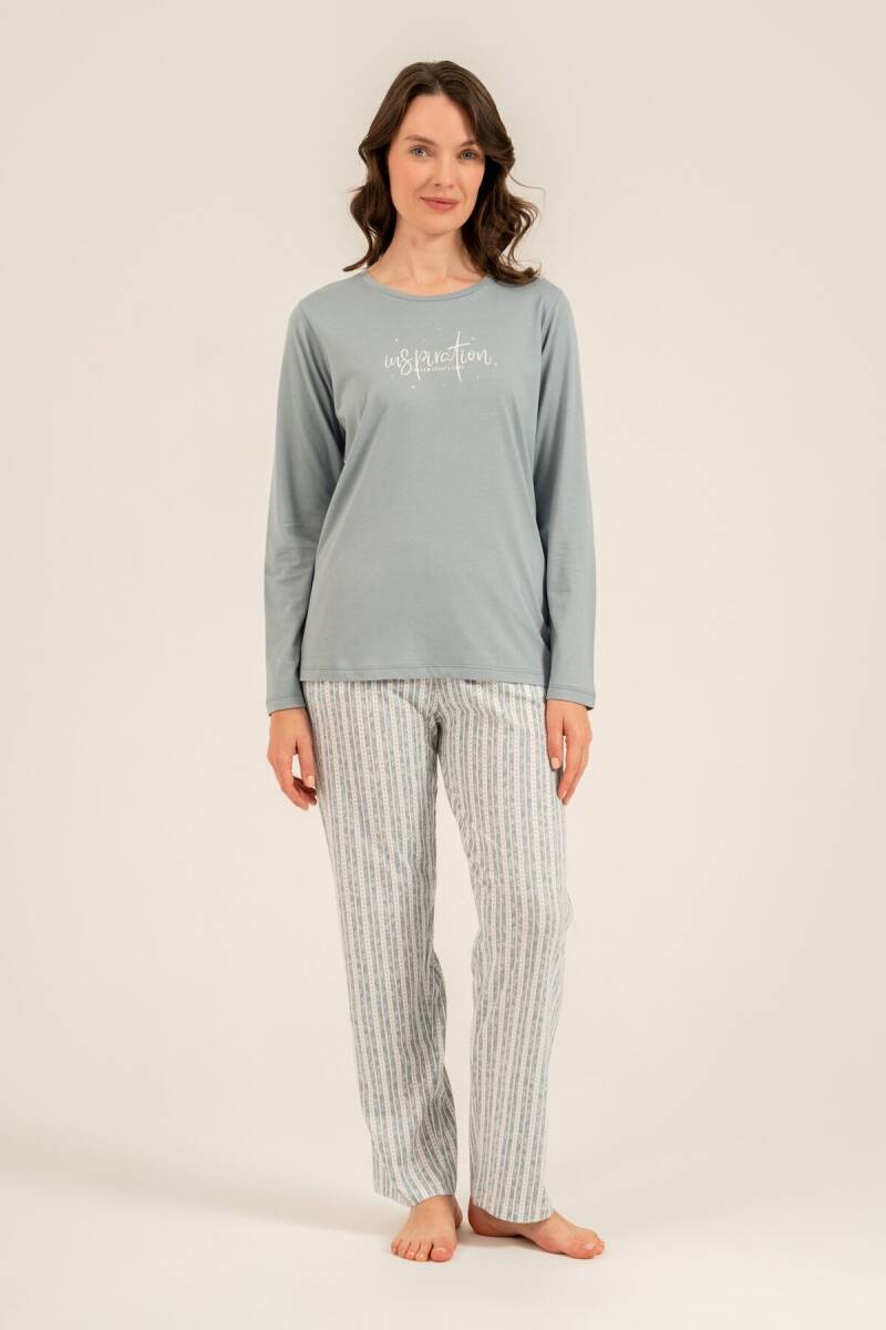 Arnetta Kadın Pamuklu Dream Create Love Yeşil Uzun Kol Pijama Takım AR3778-S-V1 - 6