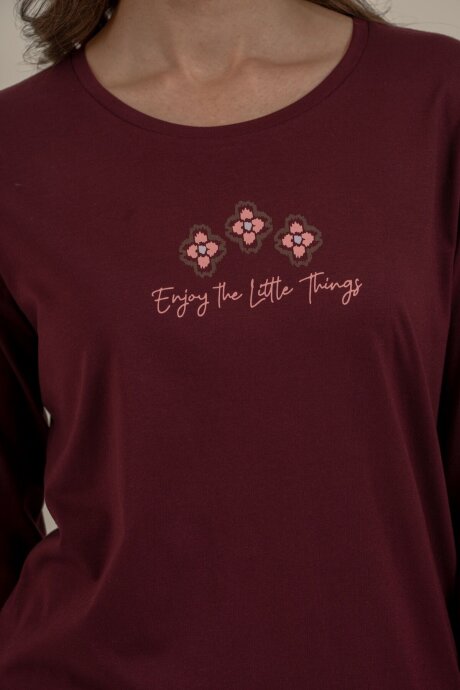Arnetta Kadın Pamuklu Enjoy The Little Things Mor Uzun Kol Pijama Takım AR3759-S-V1 - 5
