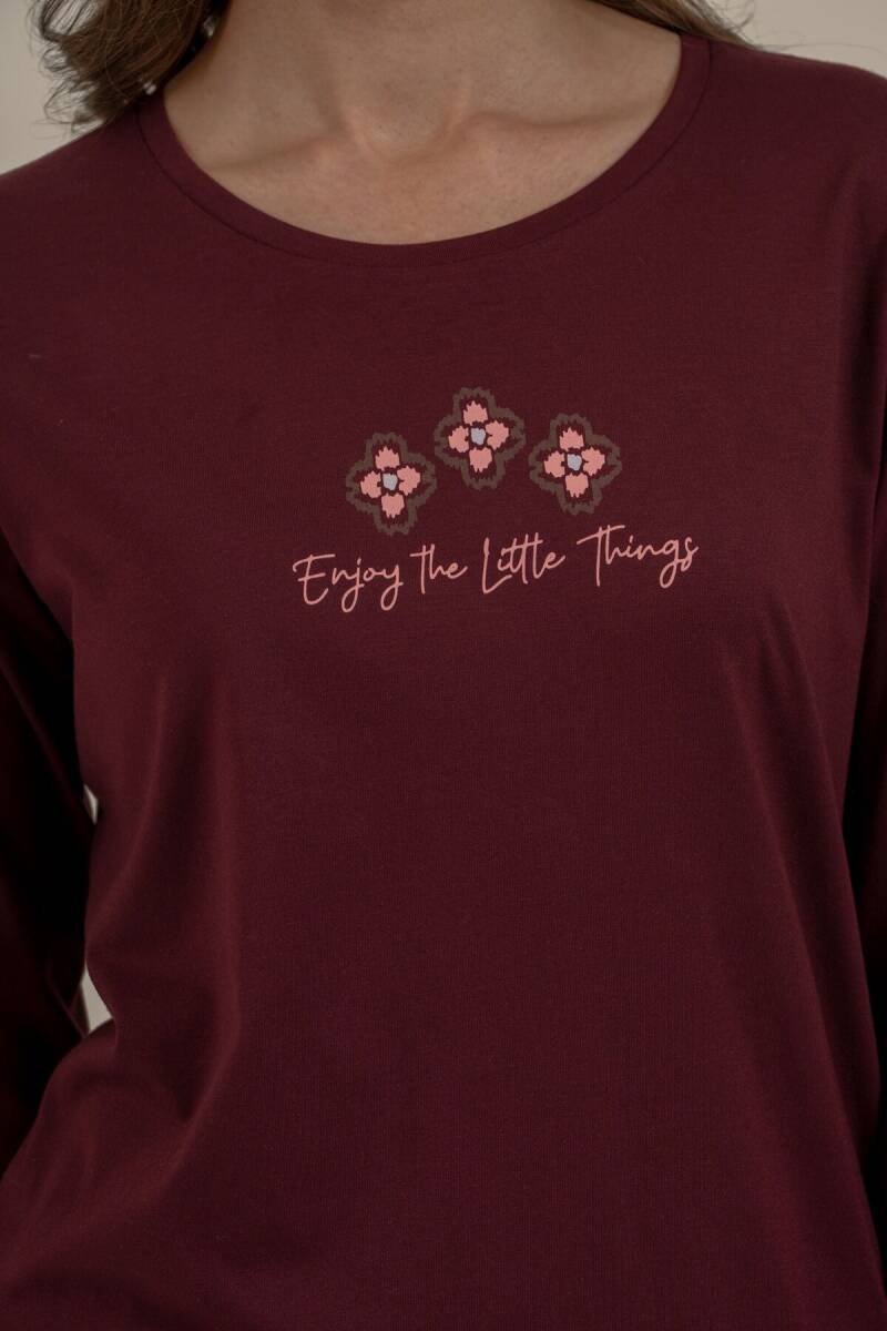 Arnetta Kadın Pamuklu Enjoy The Little Things Mor Uzun Kol Pijama Takım AR3759-S-V1 - 5
