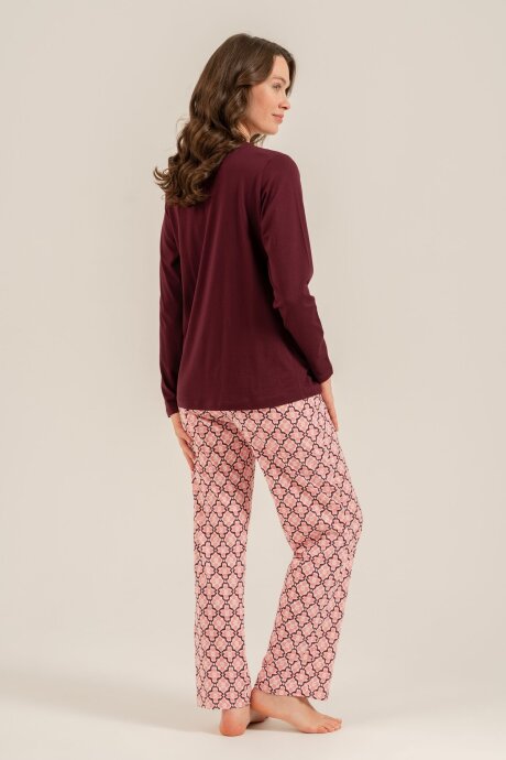 Arnetta Kadın Pamuklu Enjoy The Little Things Mor Uzun Kol Pijama Takım AR3759-S-V1 - 4