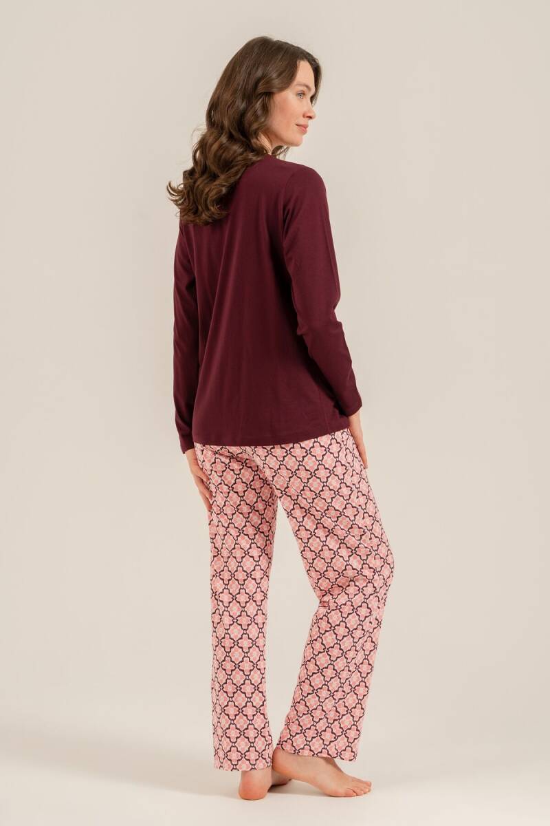 Arnetta Kadın Pamuklu Enjoy The Little Things Mor Uzun Kol Pijama Takım AR3759-S-V1 - 4