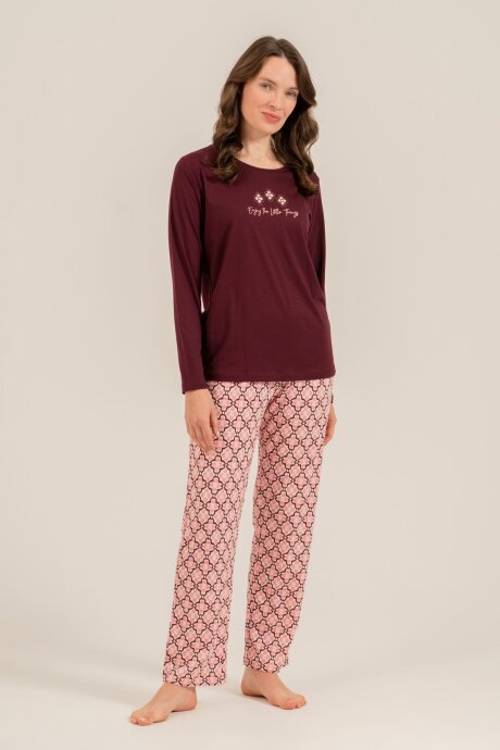 Arnetta Kadın Pamuklu Enjoy The Little Things Mor Uzun Kol Pijama Takım AR3759-S-V1 - 8