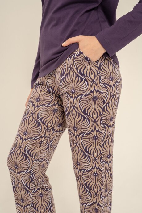 Arnetta Kadın Pamuklu Everyday Is A Fresh Start Mor Uzun Kol Pijama Takım AR3769-S-V1 - 6